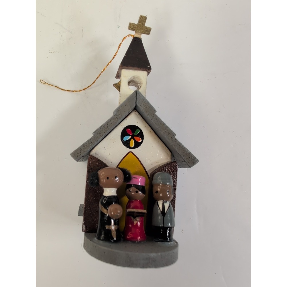 Vintage Kurt S Adler Wooden Church Ornament Christmas 4 In